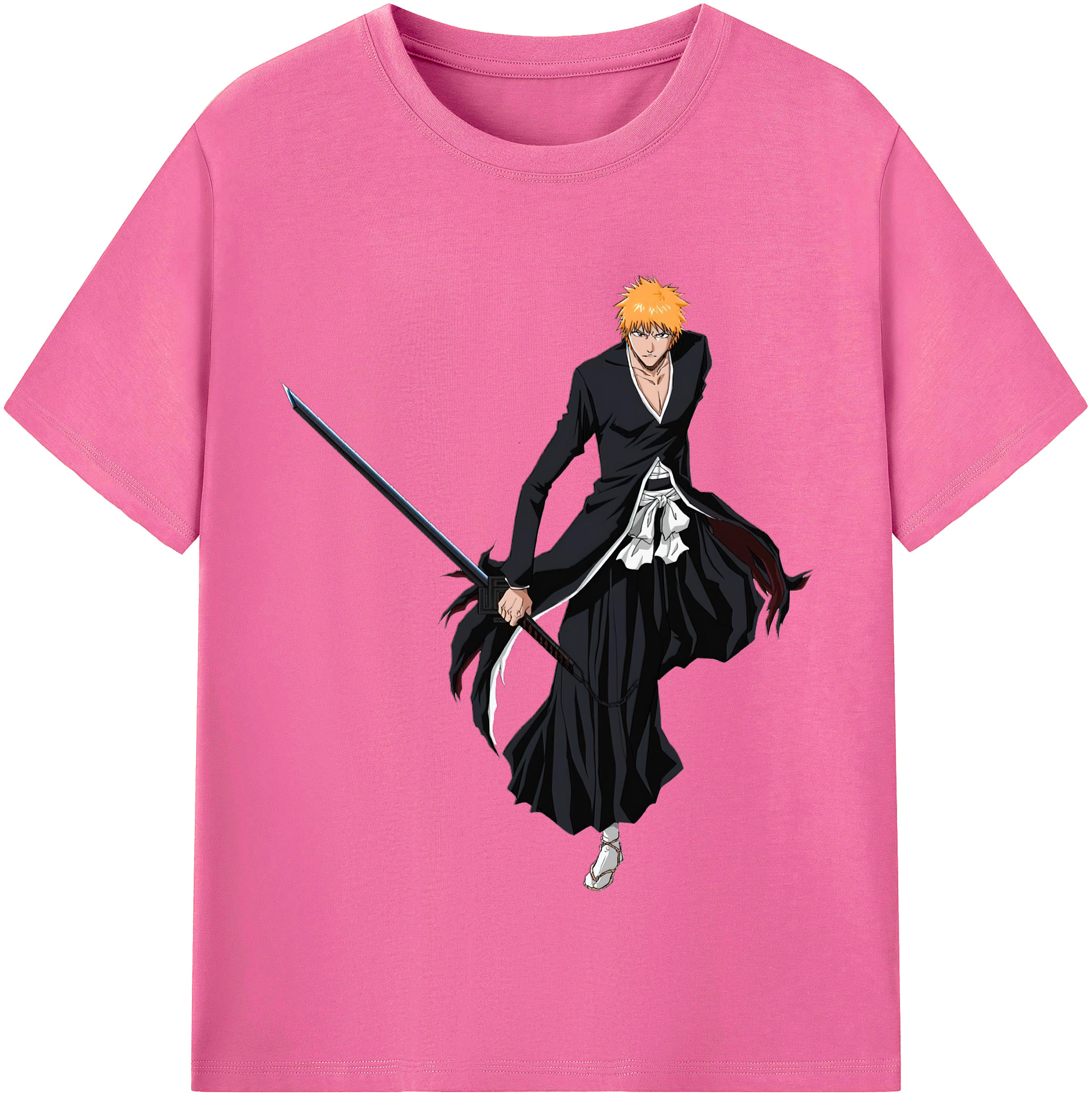 （画像用） ブリーチ 黒崎一護（くろさき いちご）BLEACH Kurosaki Ichigo レディースカジュアルプリントTシャツ（綿100％）